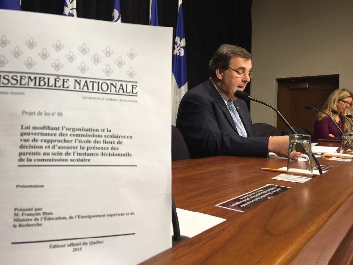 Quebec Education Minister François Blais discusses the province's education reform bill, Friday, December 4, 2015.
