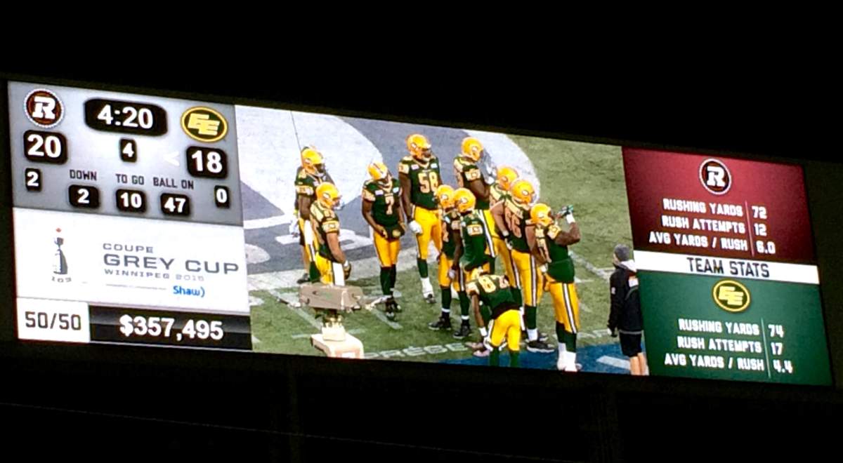 Picture snapped of the enormous 50-50 prize at the Grey Cup that still remains unclaimed.