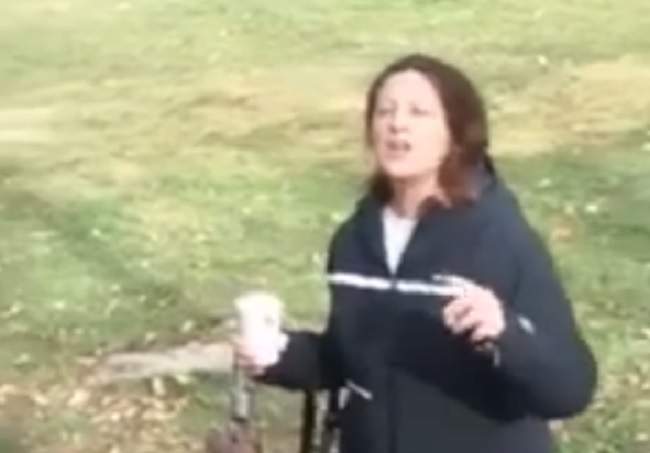 A still from a video posted to Facebook of an Islamophobic attack.