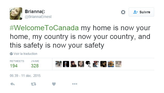 Twitter lights up with welcoming messages for Syrian refugees, Saturday December 12, 2015.