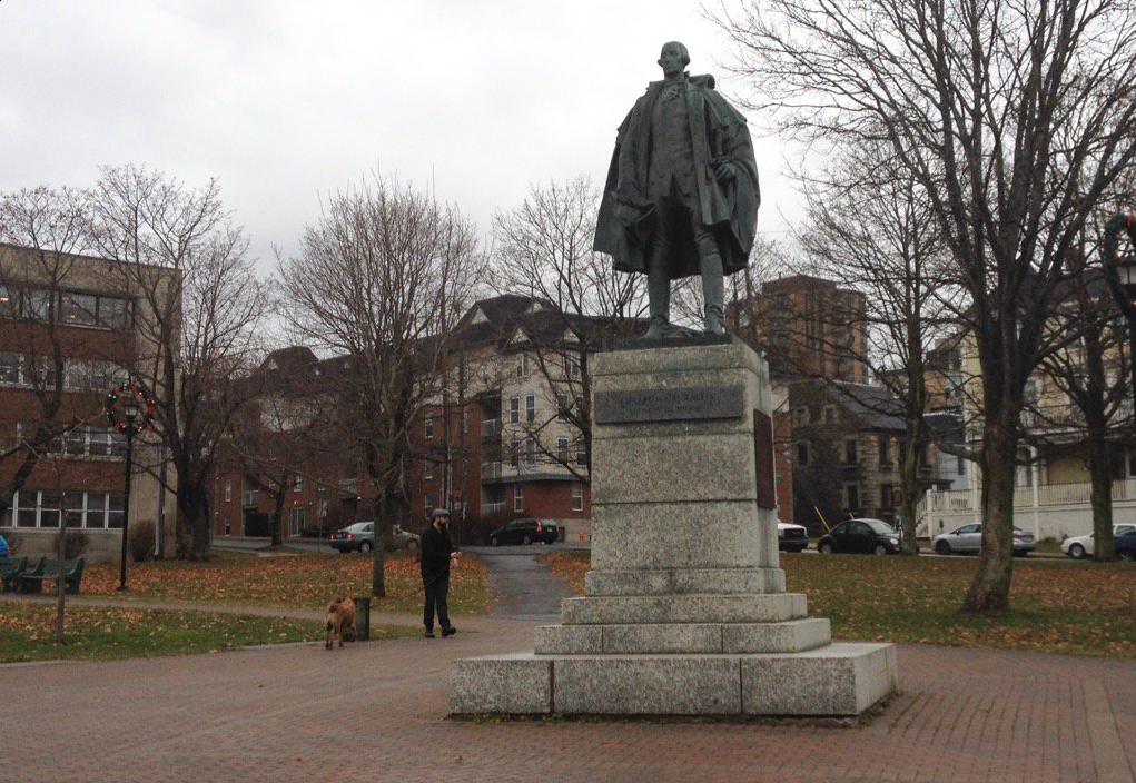 The statue of Edward Cornwallis stands in Cornwallis Part in downtown Halifax. 