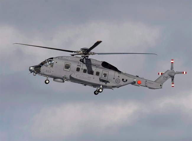 A CH-148 Cyclone maritime helicopter is seen during a training exercise at 12 Wing Shearwater near Dartmouth, N.S. on Wednesday, March 4, 2015. 2015. Canada's air force must speed up crew training and the delivery of CH-148 Cyclone helicopters in the next two years to avoid a shortage as five decade old CH-124 Sea Kings are finally retired, says a senior defence official .