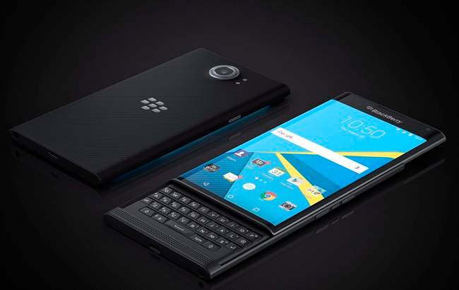 The BlackBerry Priv is shown in an undated, handout photo. 