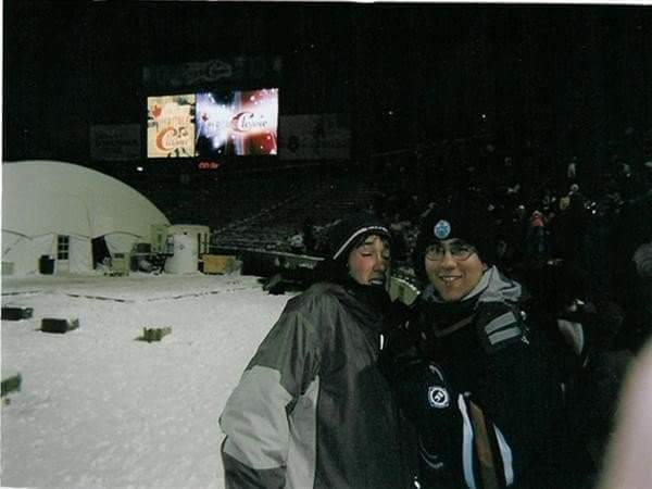 Ian MacKinnon and Kevin enjoying the Heritage Classic, 2003.