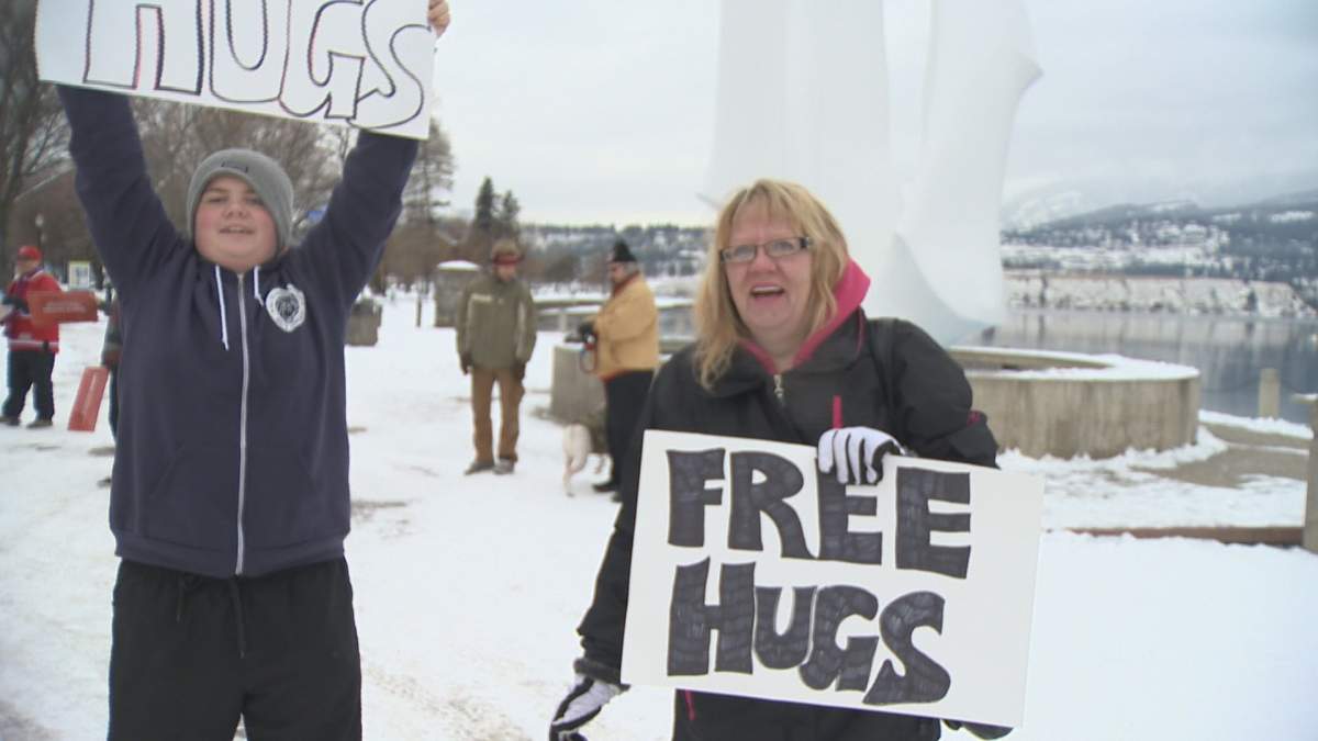 A group of about two dozen people offered up a personal act of kindness in downtown Kelowna on Boxing Day. 