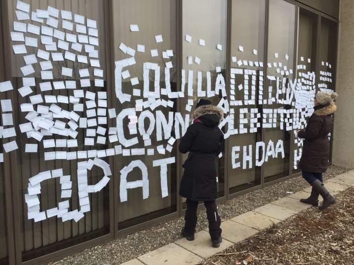 Public sector protesters gather in Quebec City, December 9, 2015.