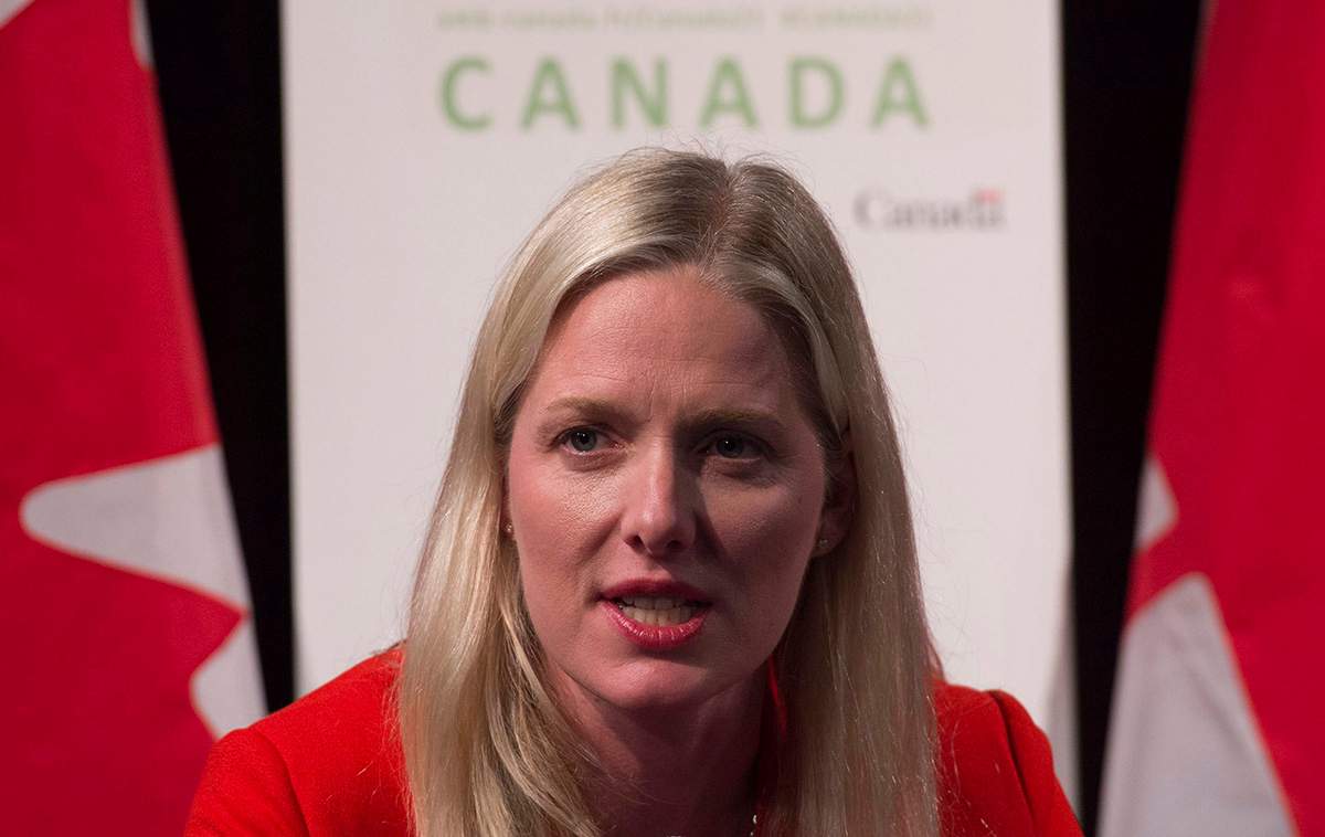 Canadian Minister of Environment and Climate Change Catherine McKenna speaks during a news conference, in Paris, France, on Sunday, Nov. 29, 2015. 