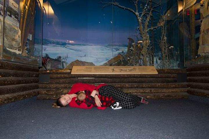 Some visitors to the Royal Alberta Museum take advantage of the chance to sleep next to exhibits during its 48-hour farewell party ahead of its move to downtown Edmonton.