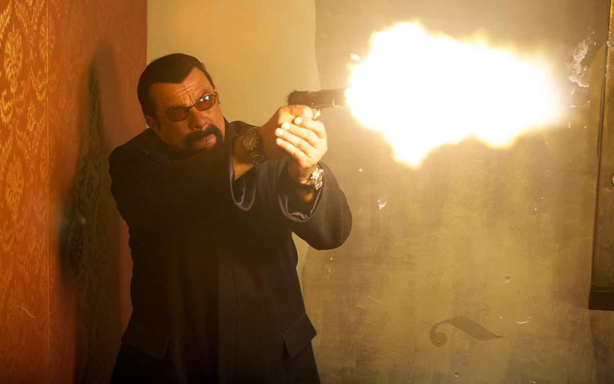 A still from Steven Seagal's movie entitled "Absolution.".