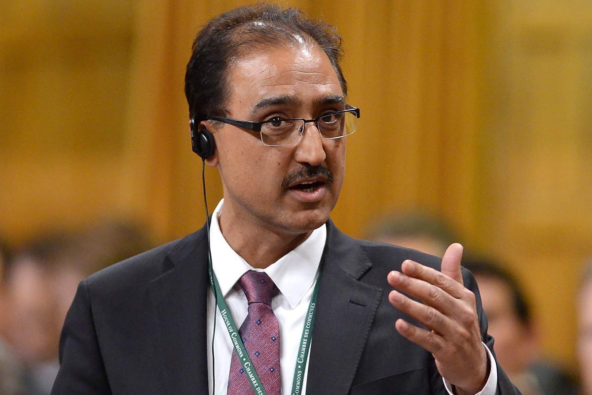 Infrastructure and Communities Minister Amarjeet Sohi rises during question period in the House of Commons on Parliament Hill in Ottawa, on Tuesday, Dec. 8, 2015. 