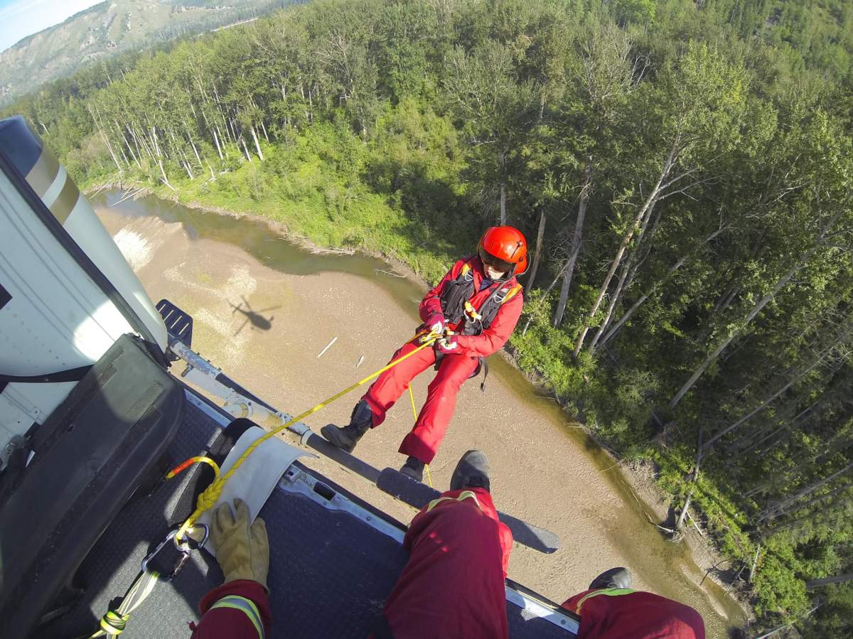 Sonya Clark trains for helicopter rescues.