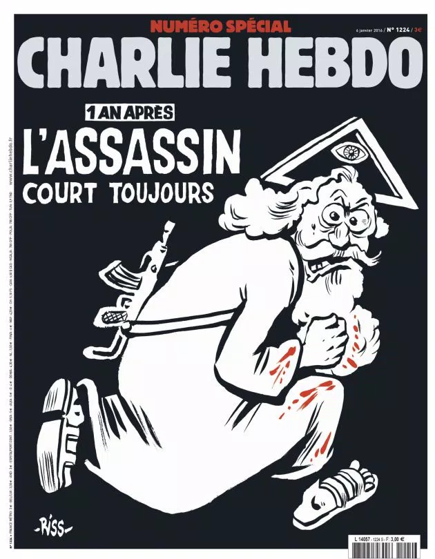 ‘Charlie Hebdo’ features a murderous God in issue marking 1 year since attacks - image