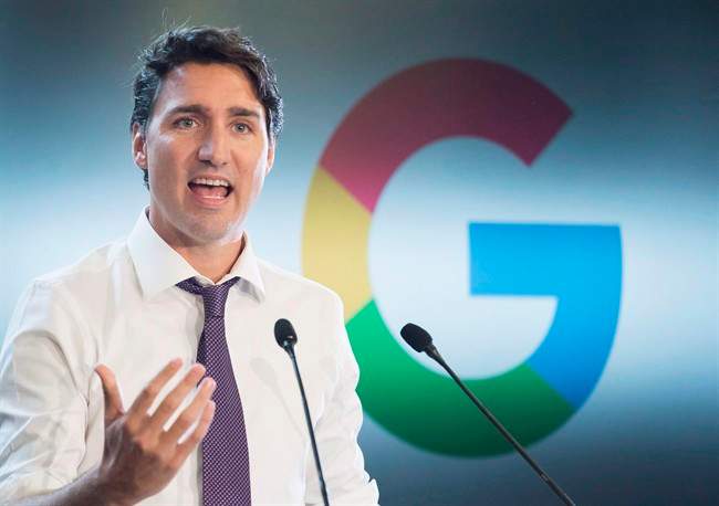 Prime Minister Justin Trudeau speaks at the new Google Canada Development headquarters in Kitchener, Ont., on Thursday, January 14, 2016. 