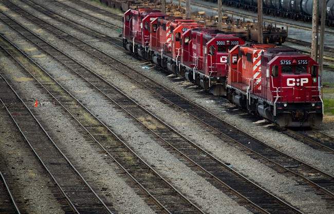 An Innisfail, Alta. man is in hospital after being hit by a CP train Tuesday night.