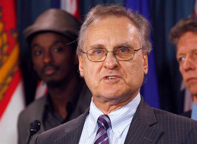 Stephen Lewis speaks during a news conference in Ottawa on Wednesday March 9, 2011.