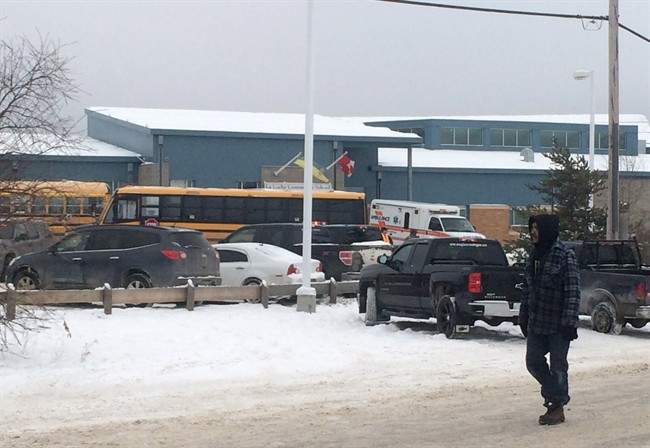 The outside of La Loche Community School is shown on Friday Jan. 22, 2016.