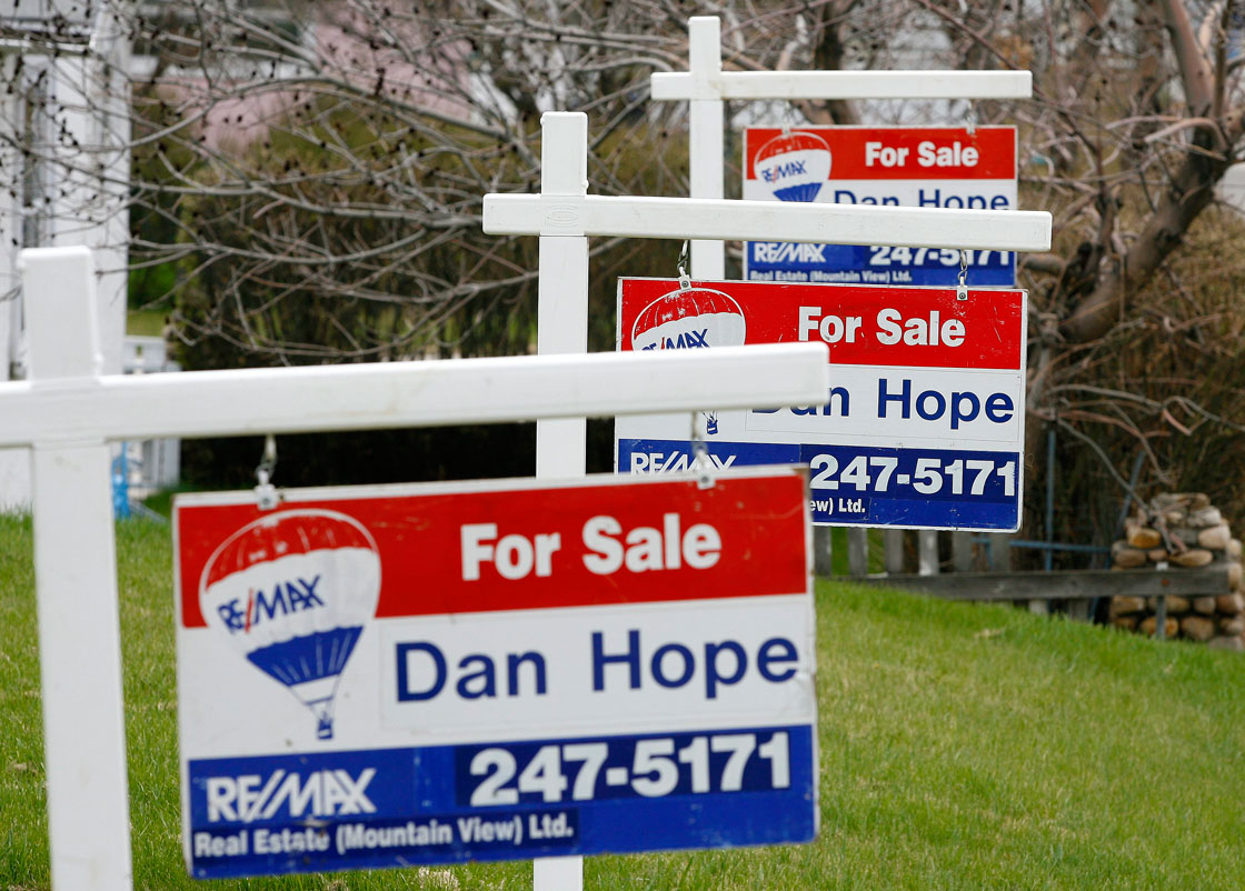 Homes for sale in an Alberta community.