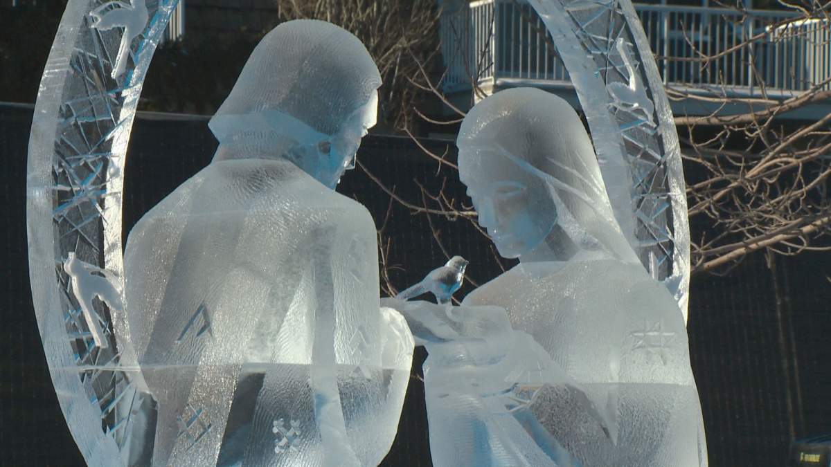 An ice sculpture at the Ice on Whyte festival