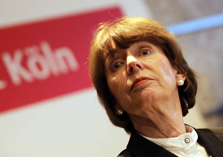 Mayor of Cologne Henriette Reker speaks during a press conference on January 5, 2016. The German government Tuesday condemned dozens of apparently coordinated sexual assaults against women on New Year's Eve in the western city of Cologne blamed on Arab men but warned against anti-migrant scapegoating. 
