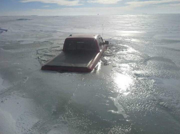 RCMP went to Last Mountain Lake Tuesday after a man called and said his truck went through the ice.