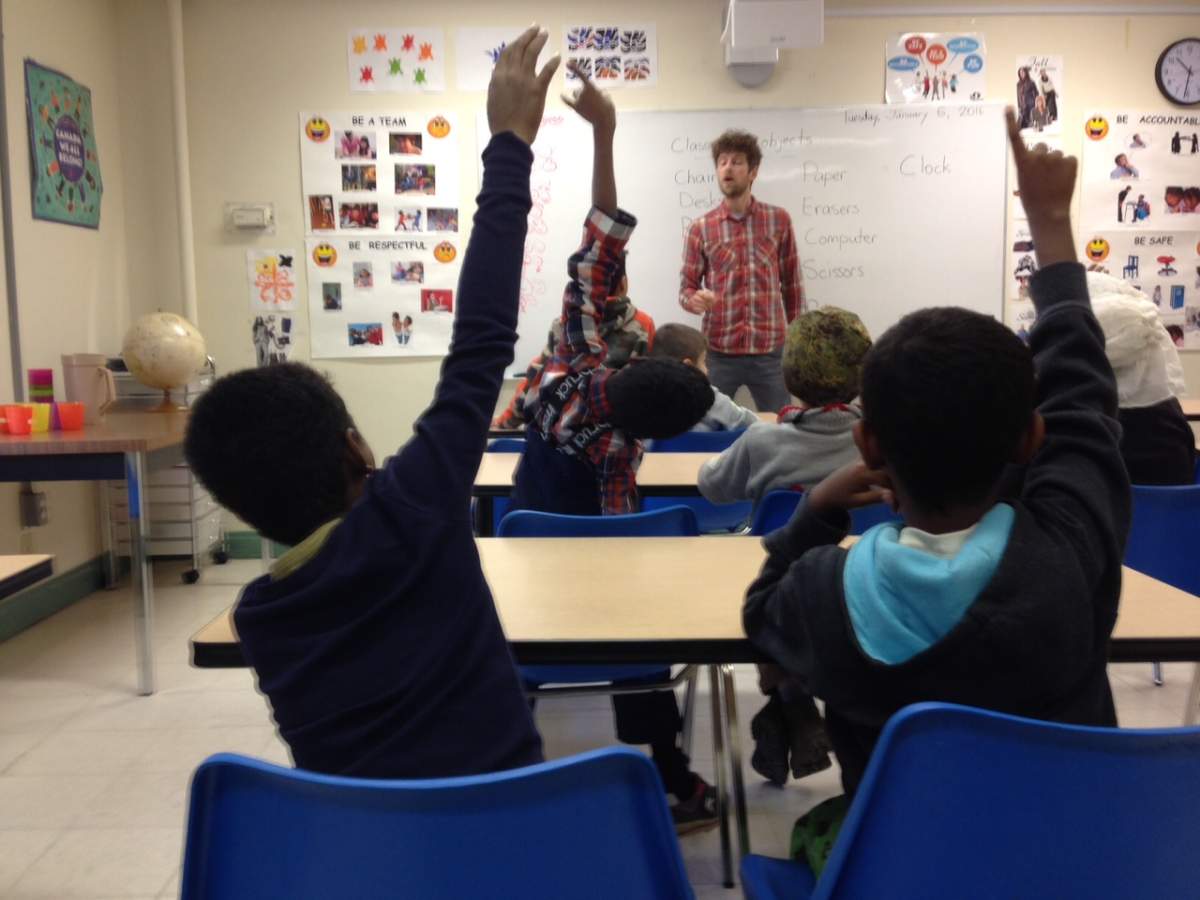 Children enrolled in the Introduction to Canadian Education program at NEEDS Centre.