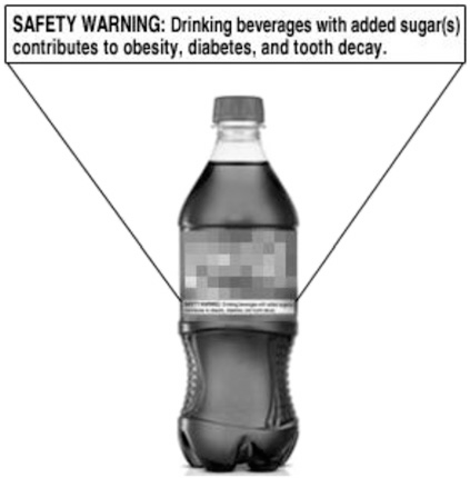 Sample beverage image with warning label. Colour pictures of actual branded beverages were used in the survey, according to researchers.
