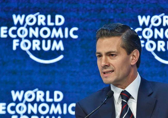 Mexican President Enrique Pena Nieto speaks during a panel "A New Agenda for Latin America" at the World Economic Forum in Davos, Switzerland, Friday, Jan. 22, 2016.