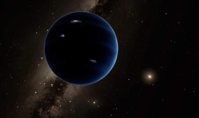 This artistic rendering provided by California Institute of Technology shows the distant view from Planet Nine back towards the sun. The planet is thought to be gaseous, similar to Uranus and Neptune.