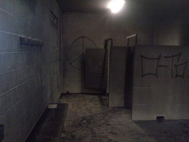 Fire Damaged Washroom.