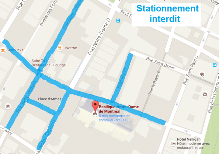 There will be no parking on several streets during René Angélil's visitation, Thursday, January 21, 2016.