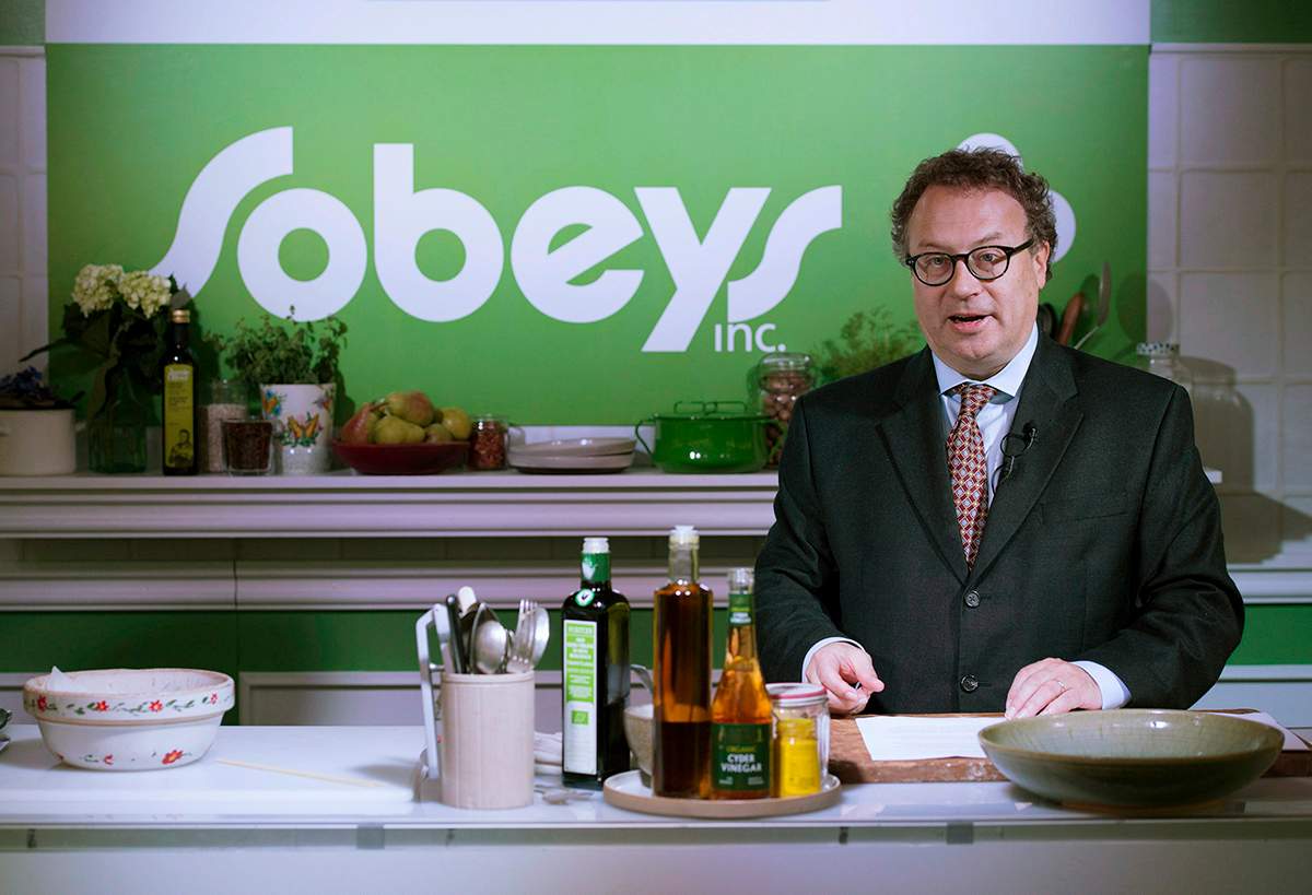 Marc Poulin, chief executive officer and president, Sobeys Inc., speaks during a press conference in Toronto on Wednesday, October 1, 2014. 