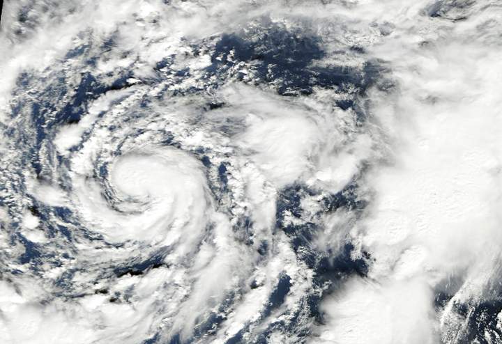 Subtropical Storm Alex churns in the Atlantic Ocean on Jan. 13, 2015.