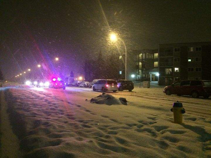 Edmonton police investigate a shooting death in the area of 119 Avenue and 34 Street Thursday, Jan. 14, 2016.