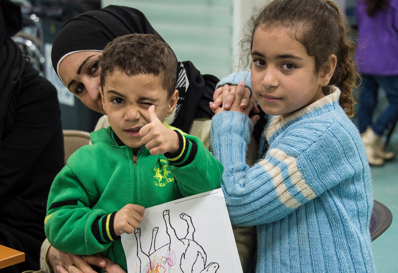 A new Syrian-Canadian gives a thumbs up. 