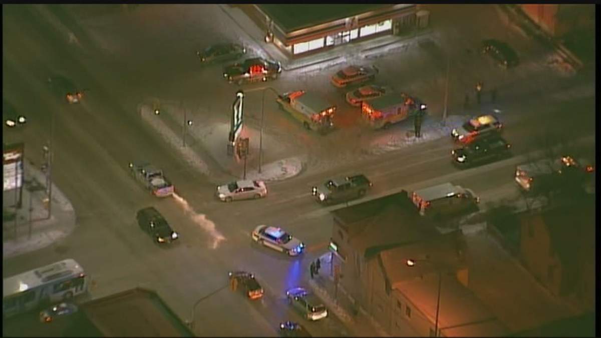 The view from above of the Tuesday evening stabbing on William Avenue. 