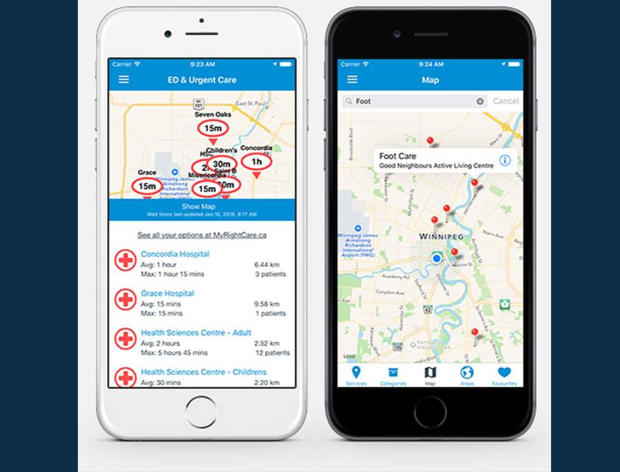 WRHA releases mobile app that allows users to explore emergency room wait times and nearby hospital services.