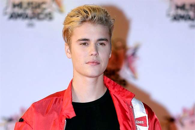  In this Nov. 7, 2015 file photo, Justin Bieber arrives at the Cannes festival palace in Cannes, southeastern France.