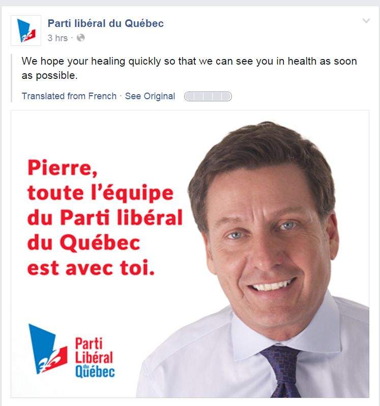 A message of support on The Liberal party’s Facebook page.