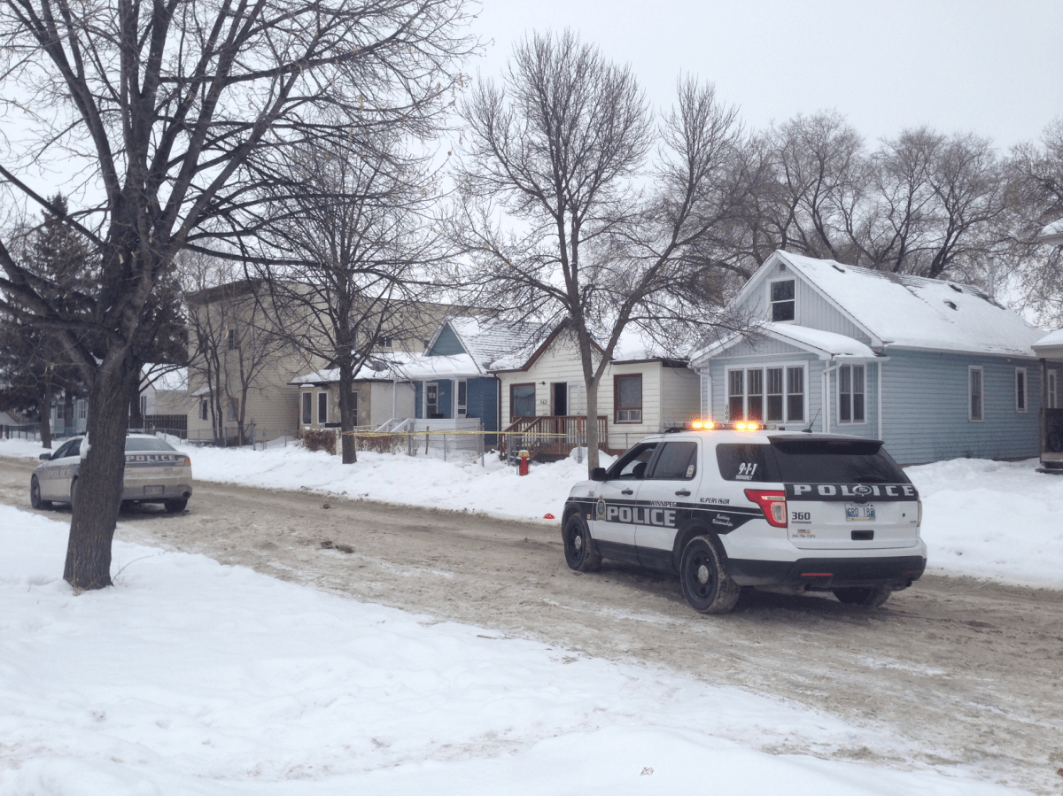 Winnipeg police on scene on Stella Avenue Saturday.