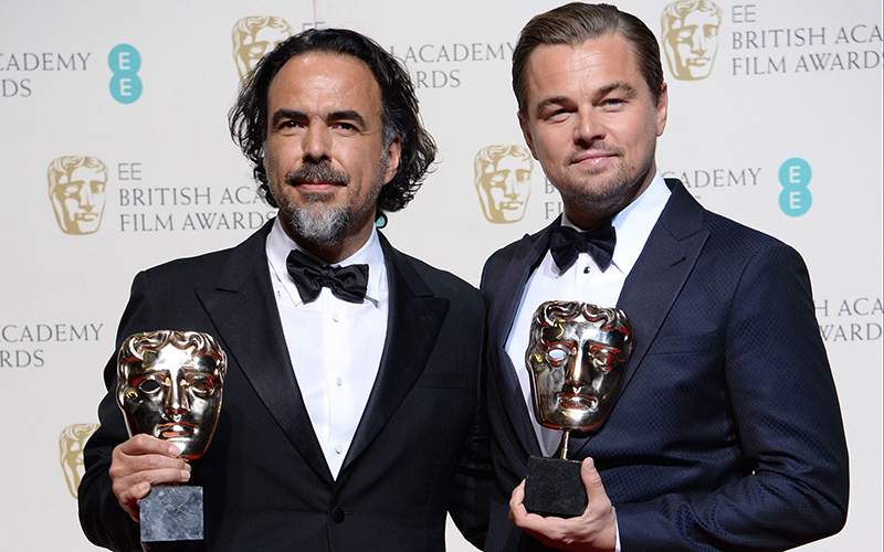 Alejandro Gonzalez Inarritu and Leonardo DiCaprio
at the British Academy Film Awards press room, Royal Opera House, London, on 14 Feb 2016.
