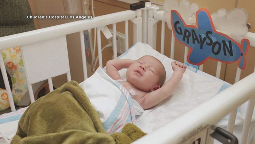 Grayson Davila recovering from a heart procedure.