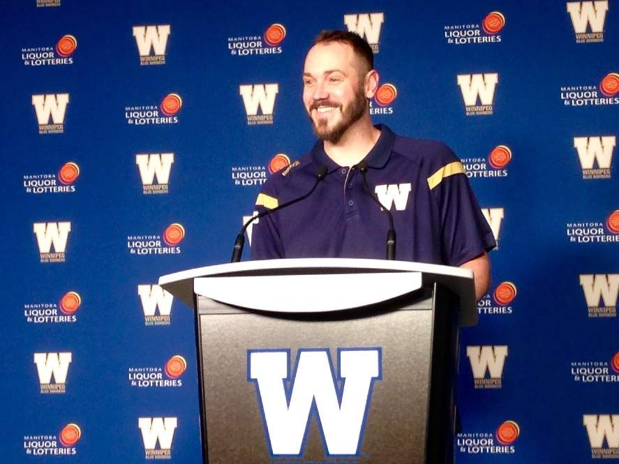 Buck Pierce makes announcement about  moving from coaching running backs to overseeing quarterbacks for the Winnipeg Blue Bombers.