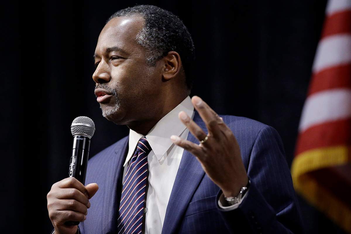 Republican presidential candidate Ben Carson speaks during a town hall meeting Sunday, Feb. 21, 2016, in Reno, Nev.