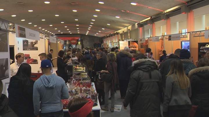 Hundreds of visitors attend the chocolate show at the Marché Bonsecours in Old Montreal. Saturday, Feb. 6, 2016.
