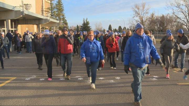 Walkers get set from the grandstand in Exhibition Park.