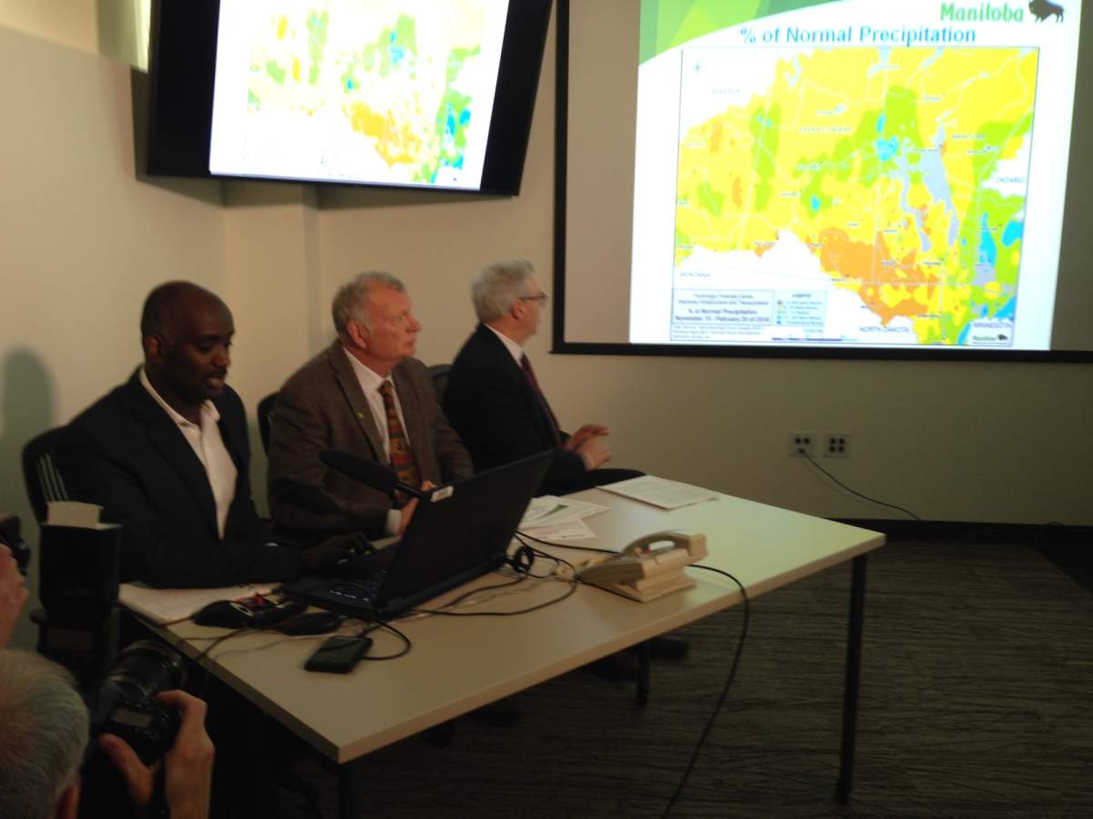 Premier Greg Selinger at the provincial flood forecast report Monday morning.