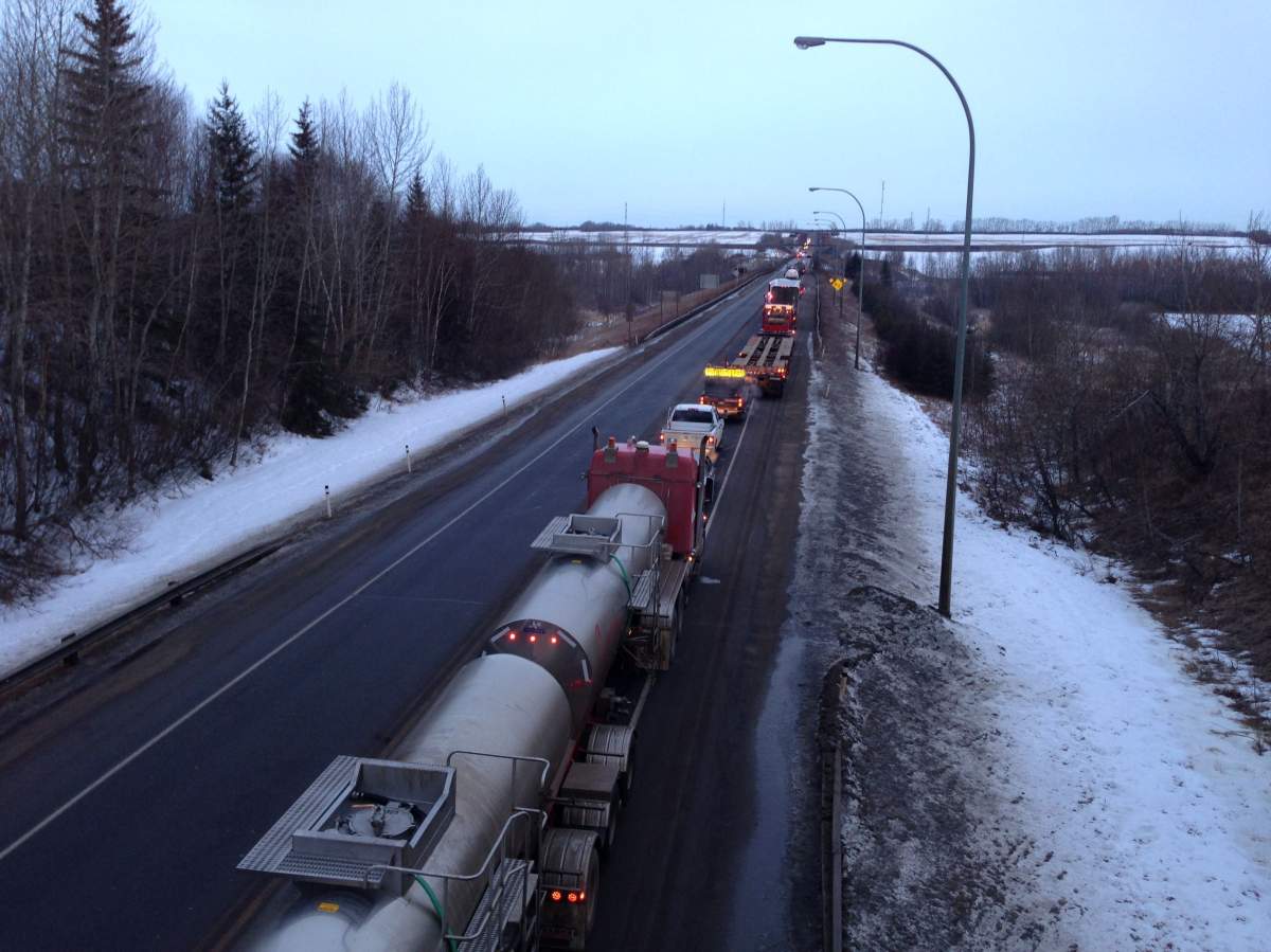 A collision on Highway 15 at the North Saskatchewan River Bridge shut down the busy road on Tuesday morning. February 16, 2016.