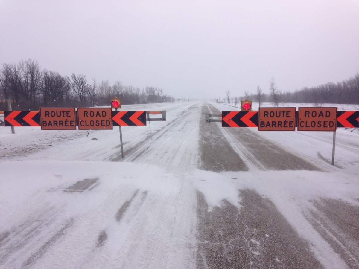 Strong winds caused multiple highway closures around Winnipeg.  