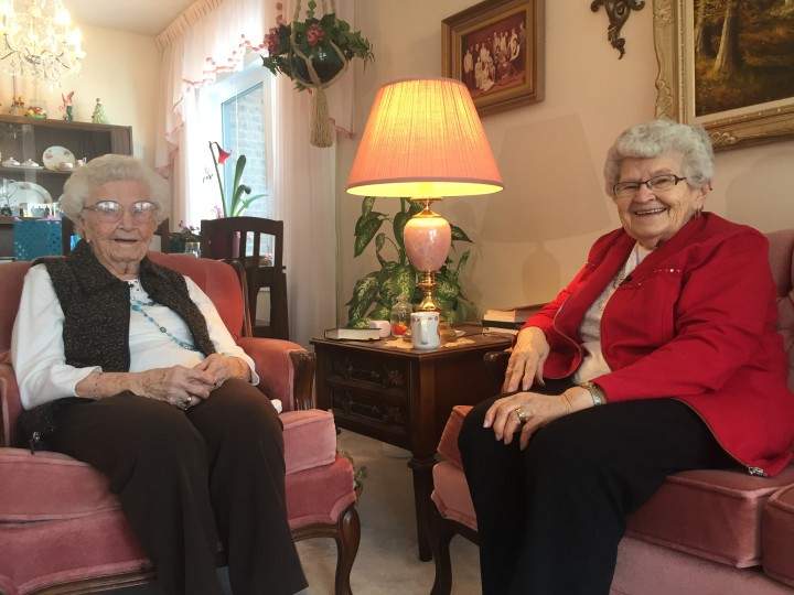 Anna Ens, 109, with her 85-year-old daughter Carolyn Pierce.