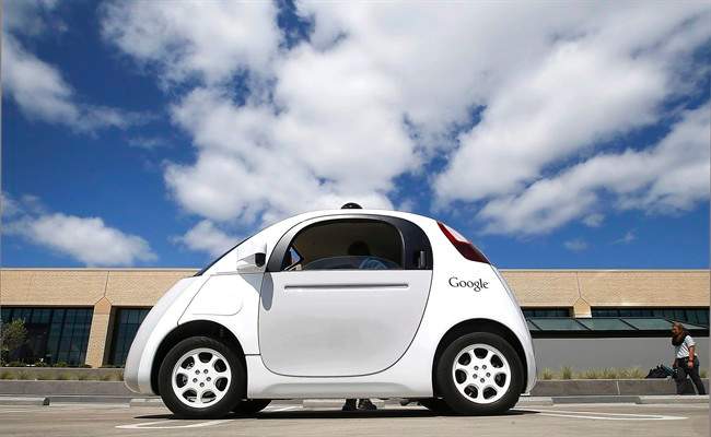 Google's new self-driving car during a demonstration at the Google campus in Mountain View, Calif.